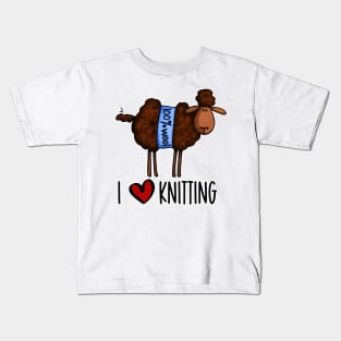 I Love Knitting (Dark Sheep) Kids T-Shirt